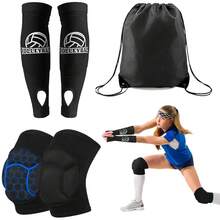 Rodilleras De Voleibol Y Mangas De Brazo 3pcs, Accesorios de voleibol, 2 Pares Rodilleras Voleibo y Mangas Voleibol y Mochila unisex con cordón, Tenis, Ciclismo, Montañ, etc (L/Adulto) - Negro - Ver 13