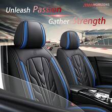 Universal Seat Covers Full Set, 5 Seats Seat Covers For Cars, Waterproof Pu Leather Car Seat Covers, Auto Protectors Fit For Most Sedans SUV Pick-Up Truck - 黑藍 - 查看 3