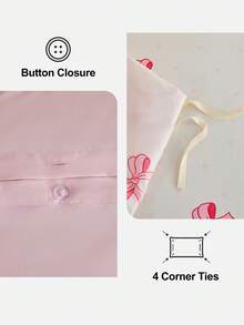 HONEYMOON 2/3pcs Bowknot Print Ruffle Duvet Cover Set (2pcs = 1 Duvet Cover + 1 Pillowcase; 3pcs = 1 Duvet Cover + 2 Pillowcases) - 100% Polyester Fabric, INS Style Print, Soft And Breathable, Wrinkle-Resistant, Machine Washable, Pillowcases Do Not Include Pillow Inserts (No Duvet) - T F Q K Sizes Suitable For Home And School Dorms, Back To School Essential, Oeko-Tex Certified - Multicolor - View 7