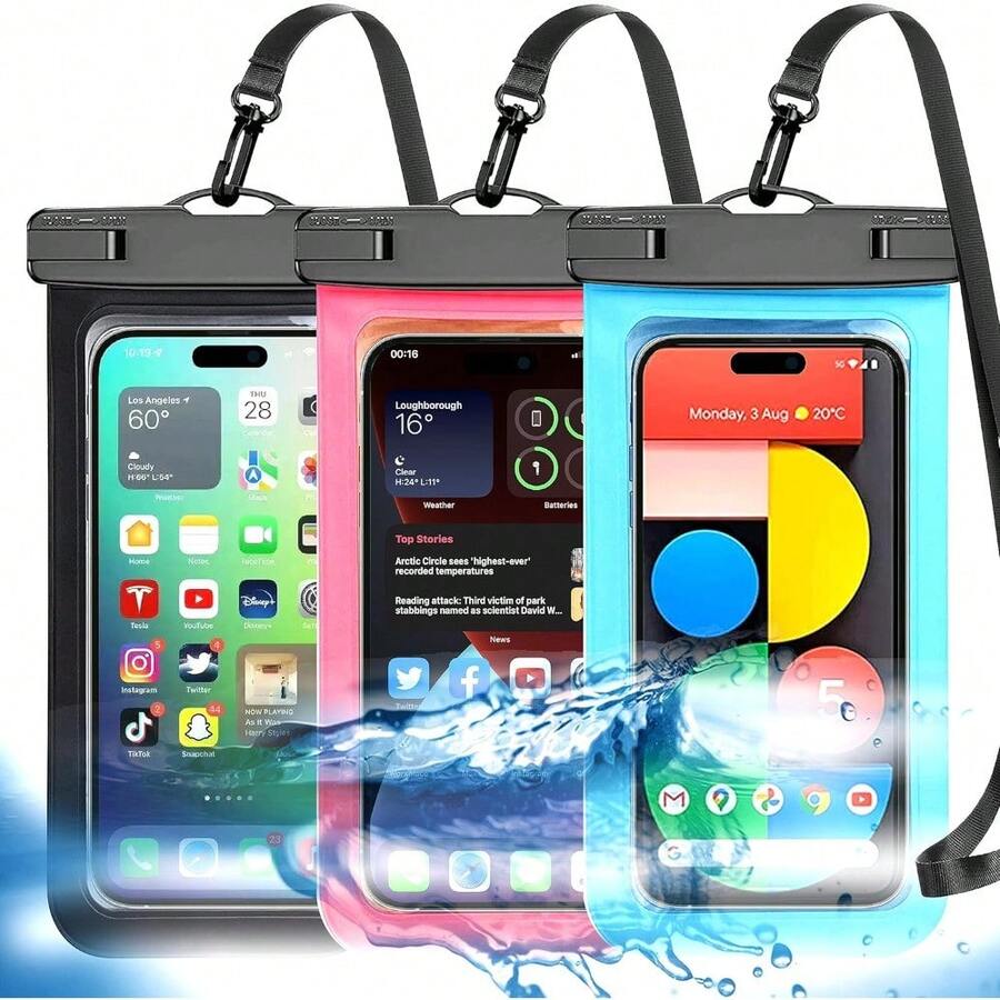 Up To 8.3" 4 Pack Iridescence Universal Waterproof Phone Pouch, Large Phone Waterproof Case Dry Bag, Protection Level: IP68, Outdoor Sports For Apple ,,And More, Iridescence 4 Pack