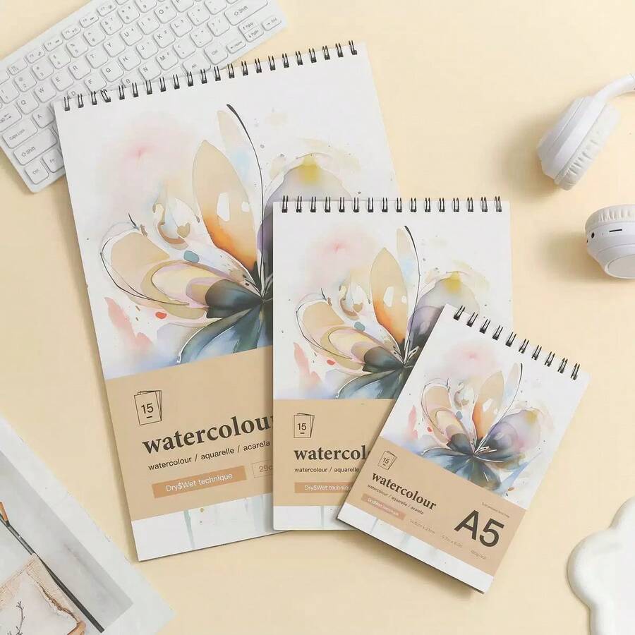 Watercolor Painting Sketchbook For Art Students With Doodle Pattern,15 Sheets(30Pages)260g Water Color Paper Back To School,Mother's Day,Mom's Gift,Back To School,School Supplies