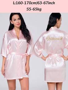 The Bridesmaid Nightgown With Golden Letters Printed On The Back, The Simple And Elegant After-Bath Robe, Can Be Given As Gifts For Valentine's Day/Independence Day/Halloween/Christmas. It Can Be Worn All Year Round And Is The Bridesmaid Dress For The Bridal Party.