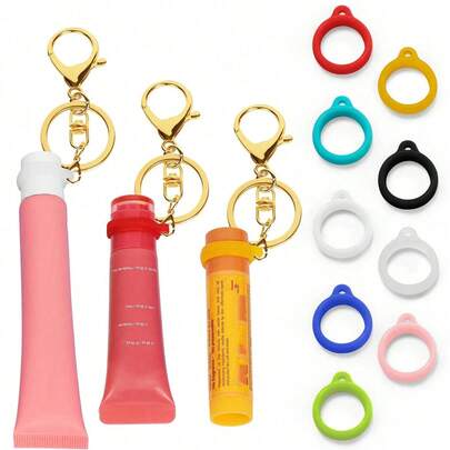 Portable Lip Gloss Keychain Storage Case, Lip Balm Keychain Cap, Compatible With LANGIGE 0.35oz, Aquaphor 0.35oz And Jack Black 0.25oz Lip Glosses
