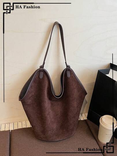 1pc Minimalist Suede Shoulder Bag, New Color For 2025, Women Handbag
