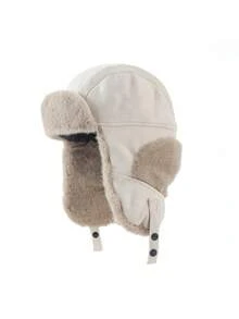قبعة أذن مبطنة بالفرو من جلد البولي يوريثان سميكة مقاومة للرياح، قبعة طيار دافئة متعددة الوظائف، هدية أنيقة للخارج والدراجات والتزلج في فصل الخريف