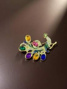 1 Stück Vintage Mode Pfau Brosche, Vintage Mode farbiger Strass Pfau Brosche, Zinklegierung Mode Tier Design, kreatives, lustiges Accessoire für den täglichen Gebrauch und als Geschenk, perfekt für den Valentinstag - geeignet für alle Jahreszeiten