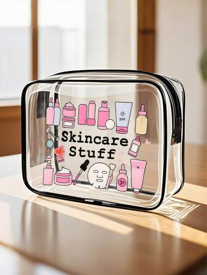 Large Capacity High-Quality PVC Travel Organizer Bag, Zipper Closure - Lightweight Fade-Resistant Cosmetic Toiletry Bag, Suitable For Women/Girls, TSA-Approved Portable Makeup Case, Easy To Wipe Clean, Technologically Advanced Storage Solution | Modern Aesthetics | Fade-Resistant Waterproof Toiletry Bag, Travel Bathroom Makeup Bag, Suitable For Men