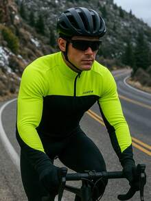 LEOPATRIX Men's Warm Cycling Jacket, Long Sleeve, 3 Pockets, Thermal Lined, Windproof, Reflective, Cold-Resistant - Mustard Yellow - View 5