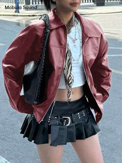 Chaqueta de mujer de piel sintética de la marca Mobula Sound, de moda, para uso casual, festivales, uso diario, fiestas de cumpleaños, viajes y aeropuerto, primavera y verano