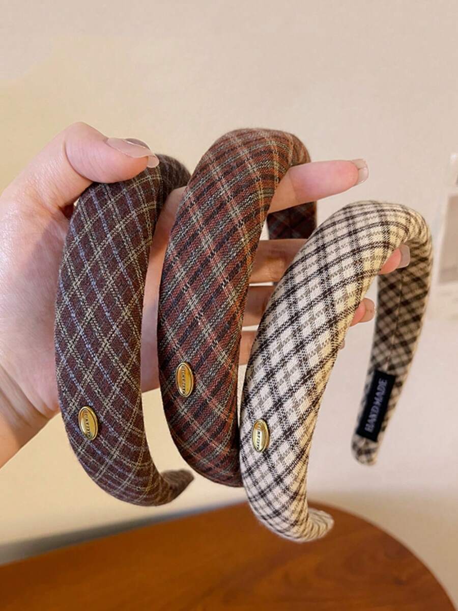 3pcs Vintage Elegant College Style Patterned Metal Headband Hair Accessories, Versatile For Daily Use, Home, School, Beach, Work, Party, Holiday, Birthday, Back To School, New Year, Valentine's Day, Mother's Day, Wedding, Music Festival, Graduation, Spring/Summer/Autumn/Winter, Hair Band, Hair Hoop ,Hairband For Women - 彩色 - 查看 1