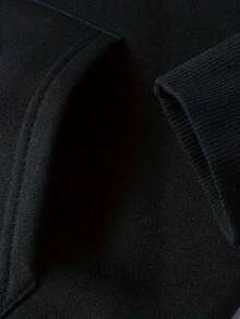 Mujer conjunto deportivo urbano estampado tipográfico ajuste holgado capucha manga larga otoño invierno uso casual sudadera y pantalón - Negro - Ver 4