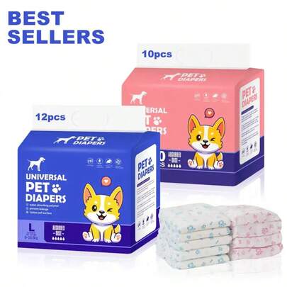 10/12 Sanitary Pads For Male And Female Dogs, Super Absorbent Disposable Dog Diapers - Leak Proof And Comfortable Patches, Suitable For Puppies, Elderly Dogs, Incontinence And Postoperative Recovery, Pet Dog Diapers, Safety Pants, Xxl Reusable Female Dog Diapers, Female Dog Diapers For Periods, Pet Diaper, Extra Small Male Dog Reusable Diapers, Female Dog Disposable Diapers