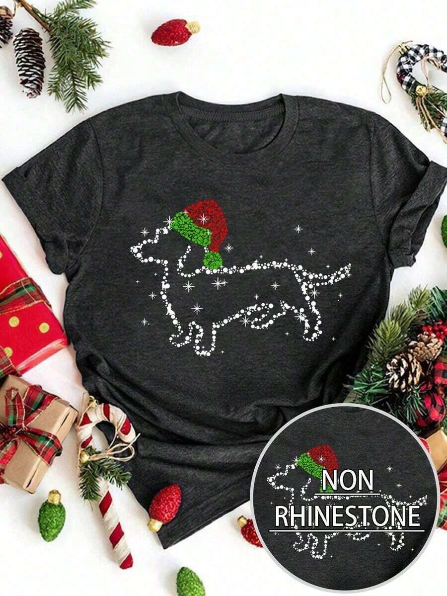 Nightmare Before Christmas, Halloween Clothes, Halloween T-Shirt Autumn Ghost Pattern, Women Casual Round Neck Short Sleeve T-Shirt - màu đen - Xem 1