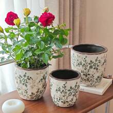 Ceramiczna doniczka z efektem spękania w stylu vintage – rustykalna doniczka w stylu wiejskim, idealna na sukulenty, wężownice, do ogrodu domowego i na balkon