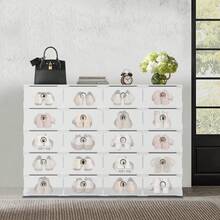 20 scatole per scarpe con coperchio, scatole trasparenti impilabili per riporre le scarpe, organizer salvaspazio per armadio, scatole modulari per riporre le scarpe da ginnastica, in bianco perla - Bianco - Visualizzare 7