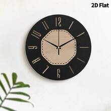 1 pieza Reloj de pared moderno de diseño circular de moda, plano y bidimensional, con movimiento de cuarzo súper silencioso, sin tic-tac, adecuado para la decoración de la sala de estar, sala de música, dormitorio, cocina, cafetería, un regalo perfecto y decoración festiva para el hogar