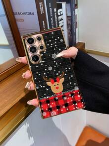 1 pieza Funda de teléfono con patrón de reno rosa chapado en 6D de TPU a prueba de golpes, adecuada para funda de teléfono interesante/funda de teléfono Galaxy/funda de teléfono Redmi/funda OPPO/funda Galaxy A05/funda Galaxy A54 5G/funda Galaxy A52/A52s 5G/funda Galaxy S21 FE 5G/funda Galaxy S23 Ultra/funda Galaxy S24 Ultra 5G/funda Poco X5 Pro