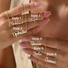 Customized Stainless Steel Name Necklace - Personalized Cursive/Handwritten Font, Handmade Jewelry Gift For Women, Mother's Day, Birthday, Christmas - Casual Wear, Multi-Occasion Jewelry, Customized Name Necklace, Special Occasion Accessory