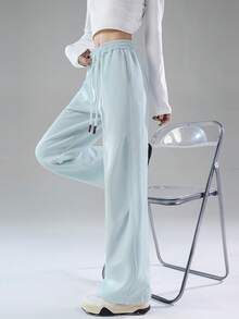 JUTU Spring, Autumn & Winter High Waist Wide Leg Loose Banana Pants, Casual Straight Leg Sweatpants - 1A60 Haze Blue - View 8