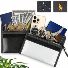 2200℉ Fireproof Money Bag Waterproof Document Envelope File Pouch Cash Box - Black - View 2