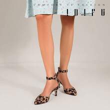 Women's IN3 D'Orsay Pumps Low Kitten Heels For Women Dress Shoes Pointed Closed Toe Wedding Bride Ankle Strap Dressy Silver Black Nude White Gold Heels For Women-2025 - 豹紋絨面革 - 查看 5