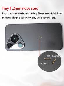 2pcs 925 Sterling Silver Gold Plated Nose Studs, 1.2mm Mini Nose Bone Studs, Small Ball Nose Bone Studs, 24G (0.5mm) Nose Studs - 1.2mm - View 7