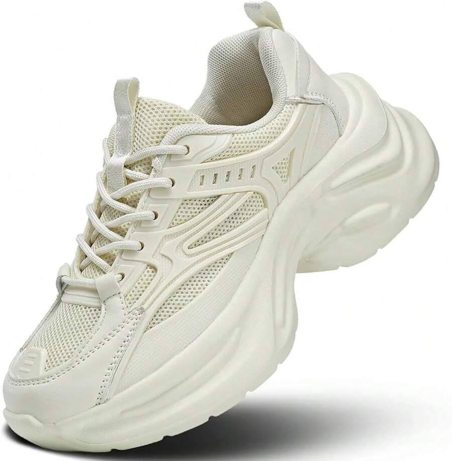 Women's Chunky Sneakers Fashion Platform Casual Dad Shoes Walking Running Sport Work Gym AthleticChristmas - 米色 - 查看 1