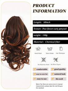 10 Inch Ponytail Extensions Clip On Ponytail Extensions Curly Wavy Ponytail Extensions Synthetic Heat-Resistant Claw Clip Ponytail Extensions For Women & Girls Voluminous Claw Clip Hairpiece For Weddings Parties & Everyday Wear,Halloween, Party