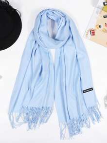 Klassischer Damen Einfarbiger Quasten Mode Warmer Schal, Einfarbiger Lässiger Süßer Eleganter Schicker Straßen Höfischer Geschäfts Party Polyester Weicher Schal, Geeignet für alle Jahreszeiten