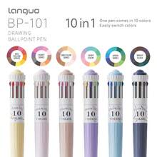 languo 6 pièces, Ensemble de stylos à bille 10 couleurs - Stylo en caoutchouc de style kawaii coloré - Papeterie - Stylo à pression de mode, stylo gel multicolore, stylo à bille de dessin