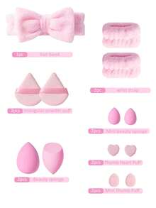 45 piezas Juego de brochas de maquillaje, Juego de herramientas de maquillaje: Incluye 20 brochas de maquillaje - brocha de base, brocha de polvos, brocha de cejas, brocha de colorete, brocha de iluminador, brocha de sombra de ojos, brocha de pestañas, brocha de delineador, brocha de contorno, brocha de detalle, brocha de sombra de nariz, brocha facial + 1 bolsa de maquillaje + 3 esponjas de maquillaje + 5 borlas de polvos + 10 borlas de polvos para la punta de los dedos + 3 mini esponjas de maquillaje + 1 bandeja para limpiar brochas, Adecuado para todo tipo de pieles, Juego de maquillaje esencial para viajes