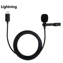 1 个 3.5 毫米/Type-C/Lightning 接口迷你录音麦克风，即插即用便携式有线领夹式麦克风，兼容 /Android/iPad，适用于直播、游戏、手机/视频录制、采访 - 黑色 - 查看 10