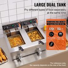 3000W Dual Tank Countertop Commercial Electric Deep Fryer - 12L Contaminants Of Aceite, Sincronización - View 2