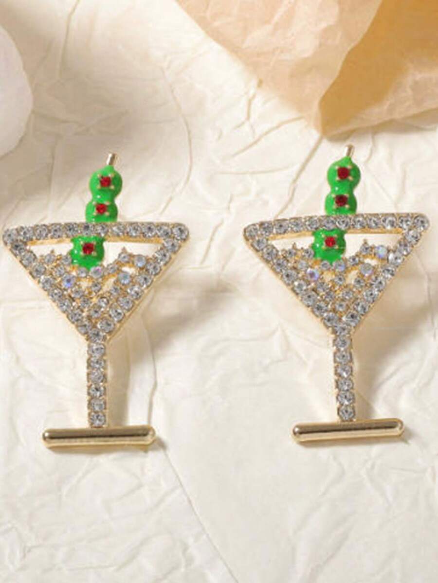 1 Pair Handmade Champagne Glass Earrings, Elegant Creative Earrings For Women, Suitable For Parties And Festivals, Perfect Gift