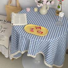 1 件/2 件蓝色格子桌布、书桌盖布、学生宿舍、餐桌照片背景布 - 彩色 - 查看 5