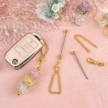 8/15pcs Beaded Pendant With Chain, Blank Beading Stick, DIY Craft - Suitable For Cup Charm, Bag Decor, Keychain And Jewelry Making, DIY Gifts