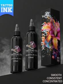 yikexuanli 1/2 Bottle Premium Black Tattoo Ink | Intense Black/Super Black, Deep Color, Suitable For Outlining, Shading And Blending, Long-Lasting And Durable