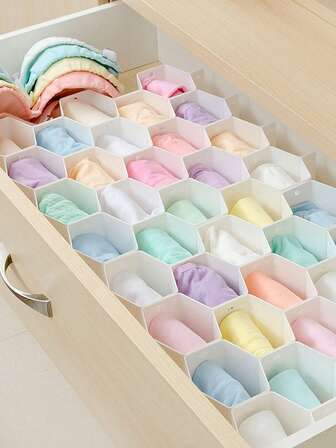 8pcs/16pcs Per Set Honeycomb Drawer Divider Organizer Panels, Adjustable & Customizable Compartment Organizer For Socks, Underwear, Closet Storage