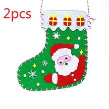2 Stücke Weihnachtsdekoration - Weihnachtsmann Mini Socken, Weihnachtsbaum Hängedekoration, Weihnachtsstrumpf Geschenktüten, Weihnachtstüten, Frohes Neues Jahr 2025 - Verschiedenfarbig - Übersicht 15