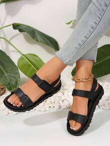 Women's Plus Size Luxury Comfortable Soft Durable Hiking Vacation Beach Sports Casual Sandals,Spring Summer Outfits - Black - View 3