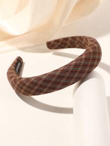 1个格子印花海绵发箍，适合日常生活、外出、装饰和造型，学院风，适合女性，秋冬季节，发带，发箍，女士发箍，发饰，头饰 - 彩色 - 查看 10