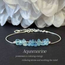 This Bracelet Made Of Natural Blue Sapphire Crystal Contains Soothing Energy That Can Help Relieve Stress. It Is A Fashionable Gift For Women. - Aquamarine - View 6