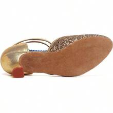 Character Shoes For Women, Woman Ballroom Dance Shoes, 1920s Flapper Shoes, Latin, Salsa, Party Dress Shoes Low Heels, Ankle Strap Pumps-2025 - 金色 - 查看 8