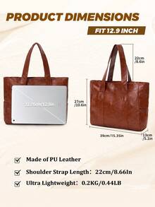 NEWHEY Men's Simple Handbag - PU Leather Shoulder Tote Bag, Fashionable Large Capacity Work Bag, Suitable For College Students, Office, Business Commute, Portable Shopping, Retro Style - Multicolor - View 4