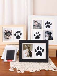 2pcs A Specially Designed Photo Frame For Pet Cat And Dog Paw Prints, Suitable For DIY Hand And Foot Print Hangers For One-Year-Old Babies. This Exquisite Frame Is Made Of High-Quality Wooden Material With A Smooth And Delicate Surface, Providing A Comfortable Feel. The Inner Side Of The Frame Is Lined With Soft Velvet Padding To Protect The Prints From Scratches.