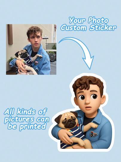 240Pcs New Custom Photo Sticker,Cartoon Style - Photo To Drawing, Suitable For Room Decor, Bathroom Decor, Halloween Decor, Kitchen Decor, Children's Birthday Decorations, Party Decorations, Creative Customized Products