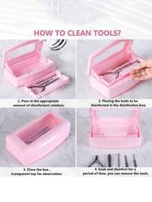 1 pezzo Vassoio di disinfezione per salone di unghie in plastica ABS, Vassoio di disinfezione (Rosa)