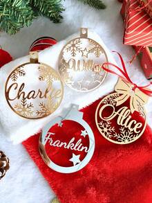 1/3/5 peças Presente de Natal, Decoração de Natal, Enfeites de Natal Personalizados, Decoração de Árvore de Natal Personalizada, Decoração em Madeira/Acrílico, Nomes Cortados a Laser, Bola de Natal, Etiquetas para Presente, Seu Logotipo Multifuncional, Ornamental Requintado, Elegante, Bonito, Vintage Personalizado, Presente Ideal e Único para Ele e Ela Aniversários Dia dos Namorados Dia das Mães Aniversários, Dia dos Pais - Multicolorido - Ver 11