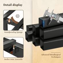 EnHomee Metal Bed Frame With LED Light Platform Bed Frame With Headboard & Footboard Mattress Foundation Under Bed Storage,Easy Assembly, Black - Xem 7