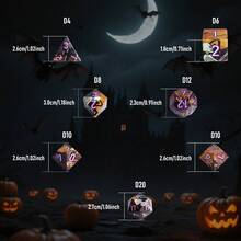 7pcs/Set Acrylic Polyhedral Dice With Skull, Bat, Pumpkin Lantern Patterns, Board Game, Outdoor Yard Game, Halloween, Christmas Gift, Gift Box